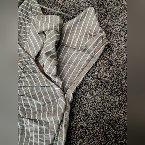 Zara Gray & White Striped Midi Dress – Hidden Back Zipper - Picture 4 of 6